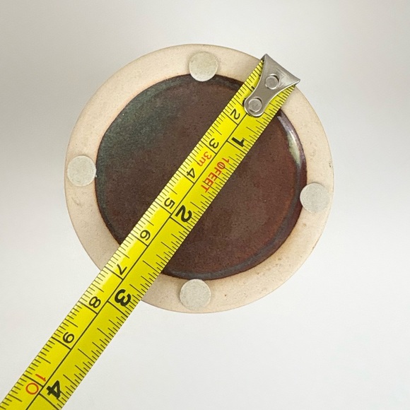 MCM Drip Glaze Off White Brown an Green Pottery Vase Like New - Picture 10 of 12